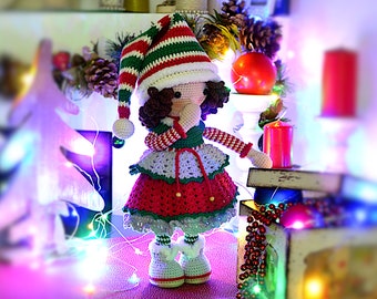 Christmas gnome crochet / Amigurumi christmas doll pattern LORA / crochet pattern christmas elf PDF / Christmas decor