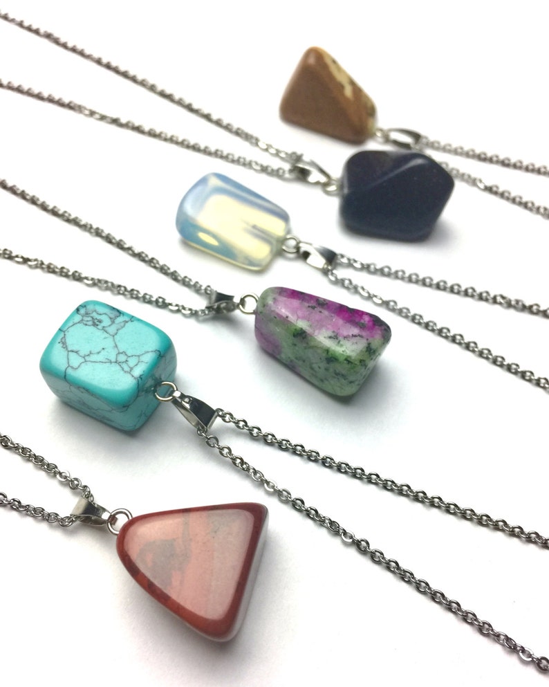 Pick Your Stone Tumbled Crystal Pendant Necklace Image 0