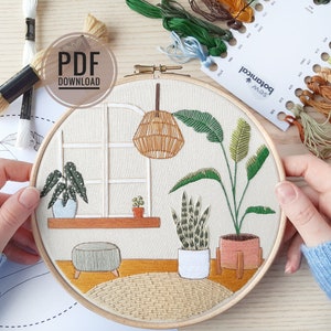 Urban Jungle | Advanced Embroidery Pattern | PDF Download DIY | Embroidery Pattern Download,  Modern Embroidery Hoop, Sewing Gift