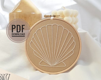 Scallop Shell Embroidery Pattern PDF, Embroidery Pattern Beginner, Embroidery Pattern Download, Embroidery Pattern Modern, Embroidery PDF