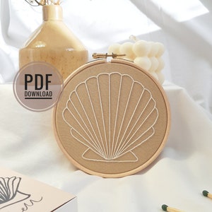 Scallop Shell Embroidery Pattern PDF, Embroidery Pattern Beginner, Embroidery Pattern Download, Embroidery Pattern Modern, Embroidery PDF