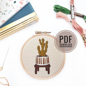 Beginner Cactus Embroidery Pattern | The Mini Series | PDF Pattern | Digital Download | Modern Embroidery, Plants Embroidery