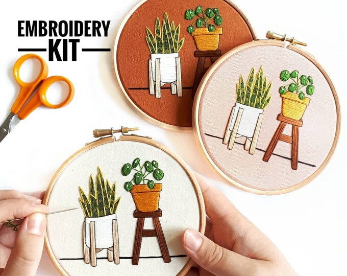 Snake plant felt embroidery kit