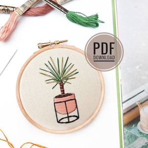 Beginner Yucca Embroidery Pattern The Mini Series PDF Pattern Digital Download Modern Embroidery, Plants Embroidery image 1