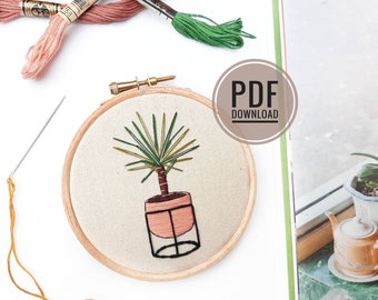 Beginner Yucca Embroidery Pattern | The Mini Series | PDF Pattern | Digital Download | Modern Embroidery, Plants Embroidery