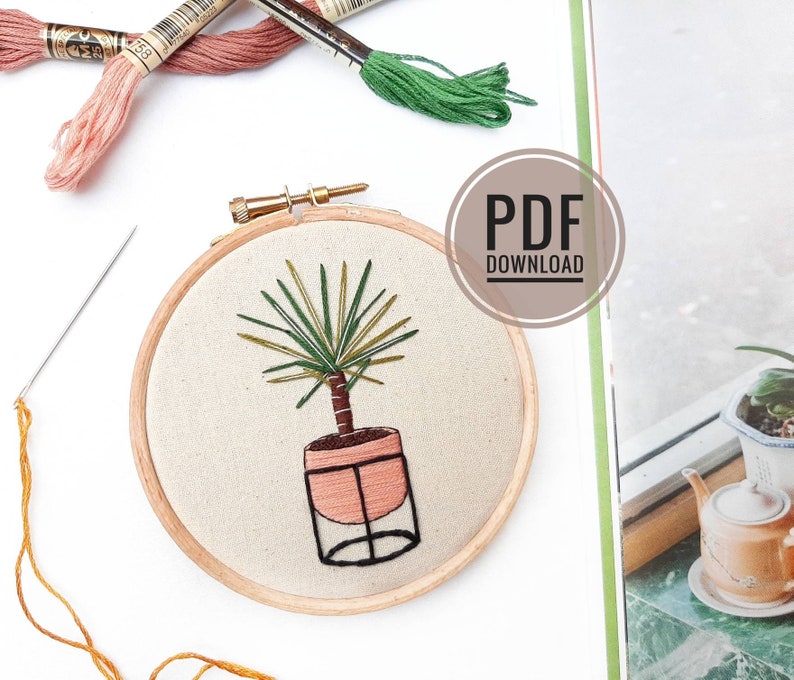 Beginner Yucca Embroidery Pattern The Mini Series PDF Pattern Digital Download Modern Embroidery, Plants Embroidery image 1