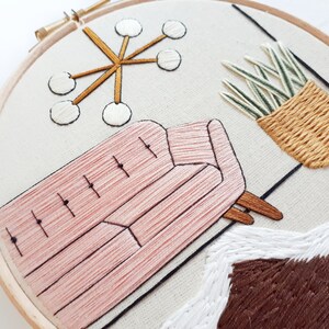 Mid Century Scene with Sofa & Rug Embroidery Pattern PDF, Modern Embroidery, Embroidery Pattern Download, Embroidery Pattern Modern image 3