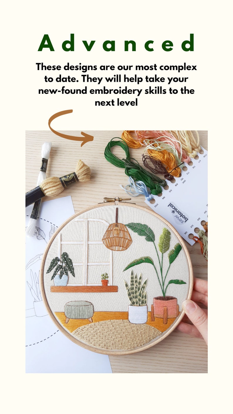 Urban Jungle Advanced Embroidery Pattern PDF Download DIY Embroidery Pattern Download, Modern Embroidery Hoop, Sewing Gift image 3
