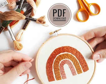 Beginner Embroidery PDF | Rainbow | Embroidery Pattern PDF, Modern Embroidery, Embroidery Pattern Download, Embroidery Pattern Beginner