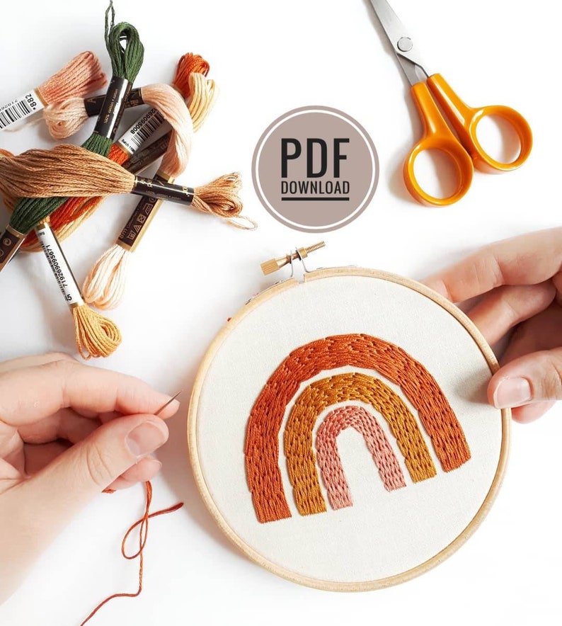 Modern Embroidery Embroidery Pattern Download Beginner Embroidery PDF Embroidery Pattern Beginner Rainbow Embroidery Pattern PDF