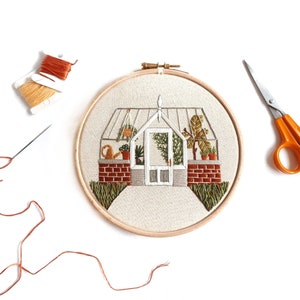 Victorian Greenhouse Embroidery Pattern PDF Pattern, Modern Embroidery, Embroidery Pattern Download, Embroidery Modern, Embroidered Plants image 2