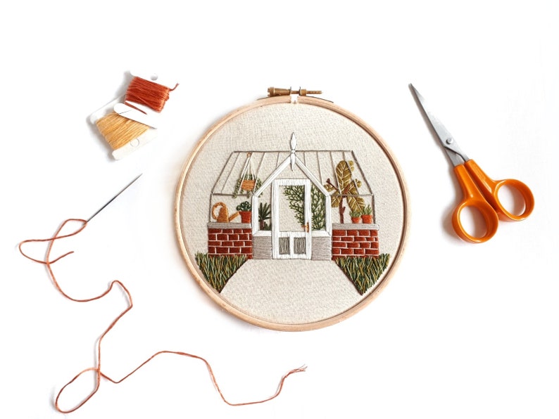 Victorian Greenhouse Embroidery Pattern PDF Pattern, Modern Embroidery, Embroidery Pattern Download, Embroidery Modern, Embroidered Plants image 2