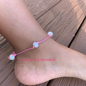 Leather Pearl Anklet, Freshwater Pearl Ankle Bracelet, Boho, Birthday Gift, June Birthstone, Affordable Christmas Gift, Gift For Her