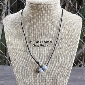 Leather Pearl Choker, Gray Pearl Necklace, Leather Pearl Necklace , Boho, Affordable Christmas Gift, Birthday Gift, Gift For Her