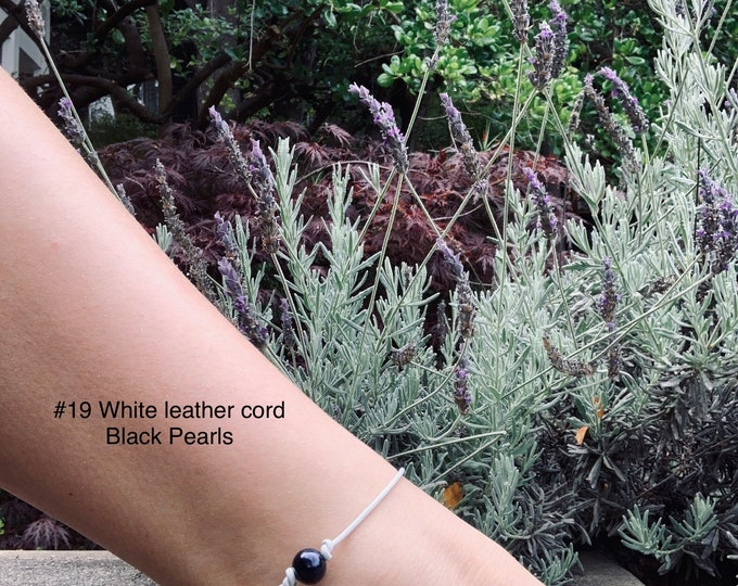 Leather Pearl Anklet, Black Pearl Ankle Bracelet, Boho, Birthday Gift, Affordable Christmas Gift, Gift For Her
