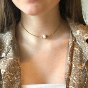 Leather Pearl Choker, Leather Necklace, June Birthstone, Boho necklace, Birthday Gift, Affordable Christmas Gift, Gift For Her image 5