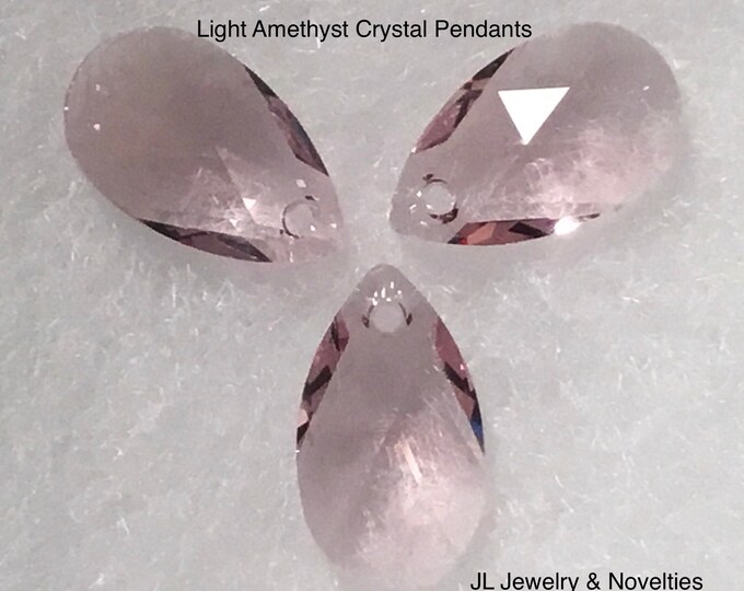 Swarovski Crystal Pendant, Light Amethyst Crystal Pendant 22mm X 13mm, Craft Supplies, Jewelry Making, Jewelry Box, Free Shipping