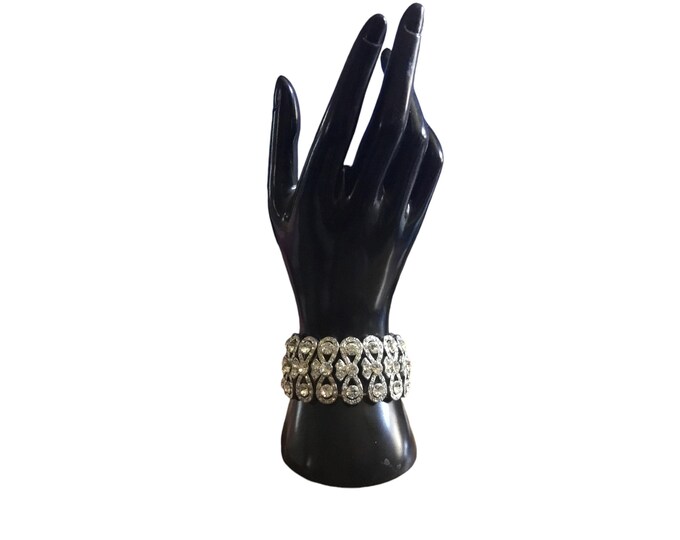 Vintage Crystal Austrian Cocktail 8 Shaped Knot Wedding Stretch Bracelet