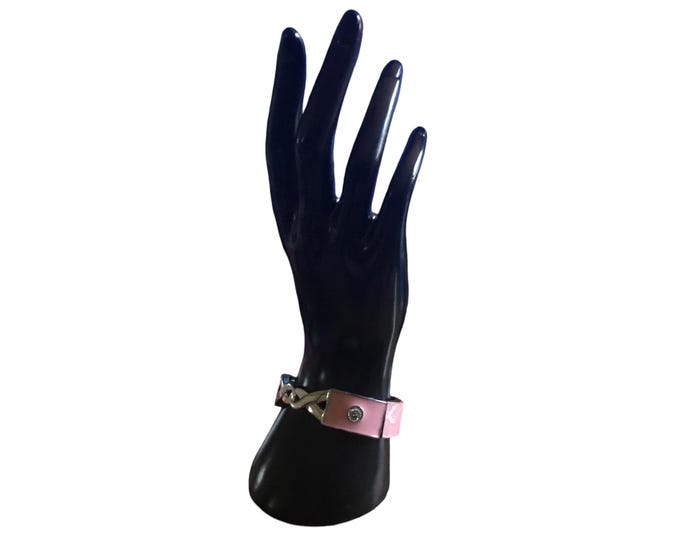 AK Enamel Pink Cancer Cuff Bracelet