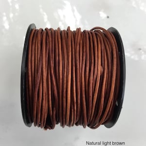 Natural Light Brown Leather Round Cord 1.5 mm