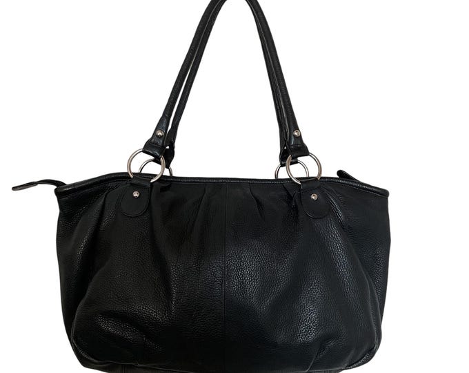 Vintage Maple Leaf Accessories Black Leather Shoulder Bag