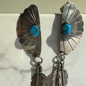 Navajo Sterling Türkis baumelnde Ohrringe