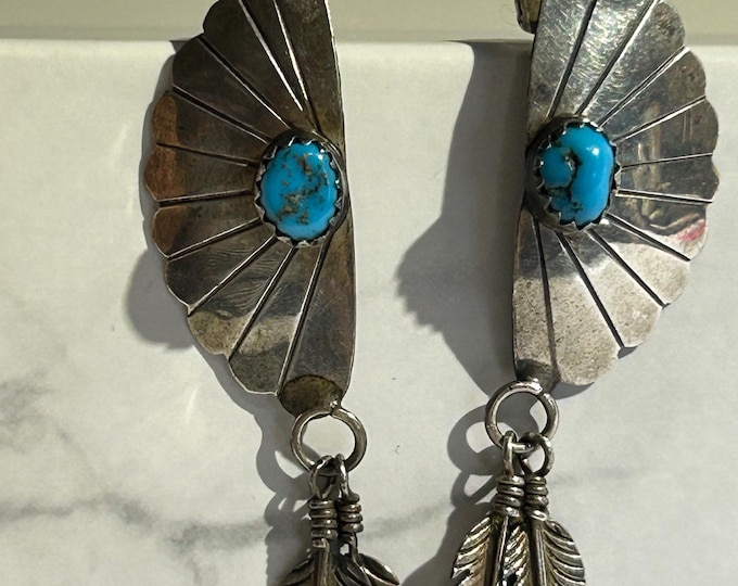 Navajo Sterling Turquoise Dangling Earrings