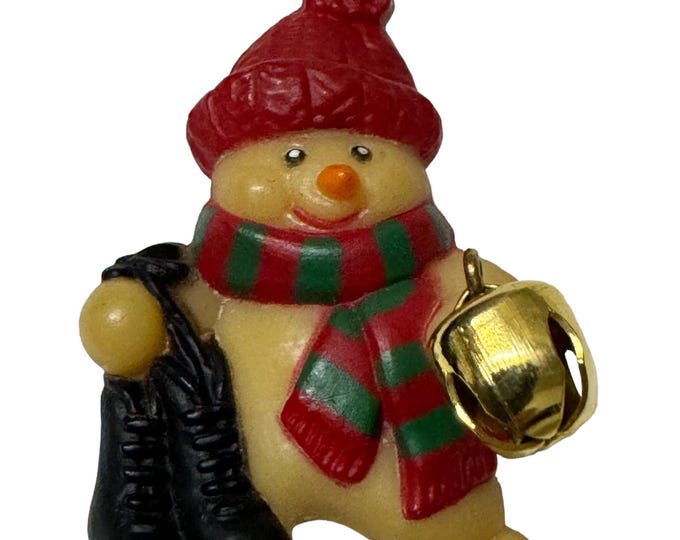 Vintage Christmas Snowman Plastic Brooch