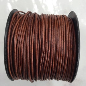 Natural Red Brown Leather Round Cord 1.5 mm, Natural Red Brown, Round Cord, Natural Cord, Leather Cord, Leather Cord, Free Shipping