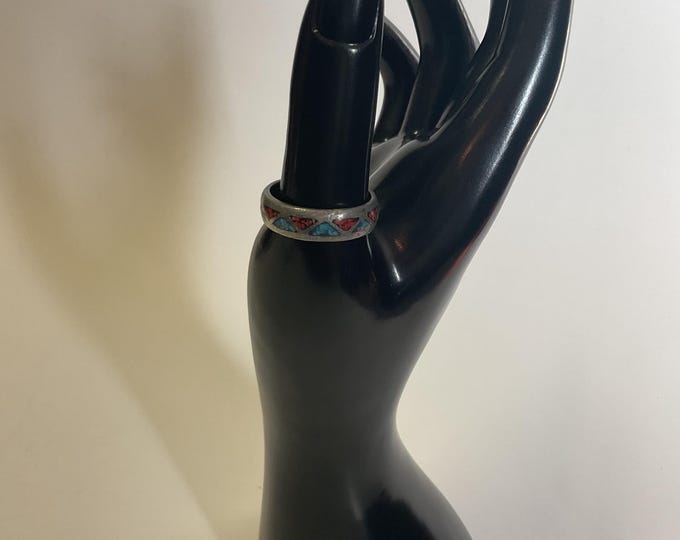 Vintage Handmade Native American Turquoise Men Ring Size 12