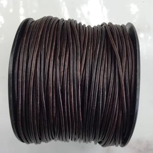 Natural Antique Brown Leather Round Cord 1.5 mm, Leather Cord, Craft Supplies, Craft Working, Cord, Natural Antique Brown
