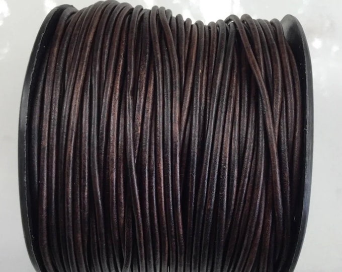 Natural Antique Brown Leather Round Cord 1.5 mm
