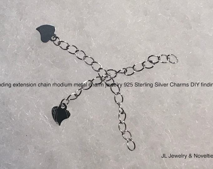 Finding extension chain rhodium metal charm jewelry 925 Sterling Silver Charms DIY findings