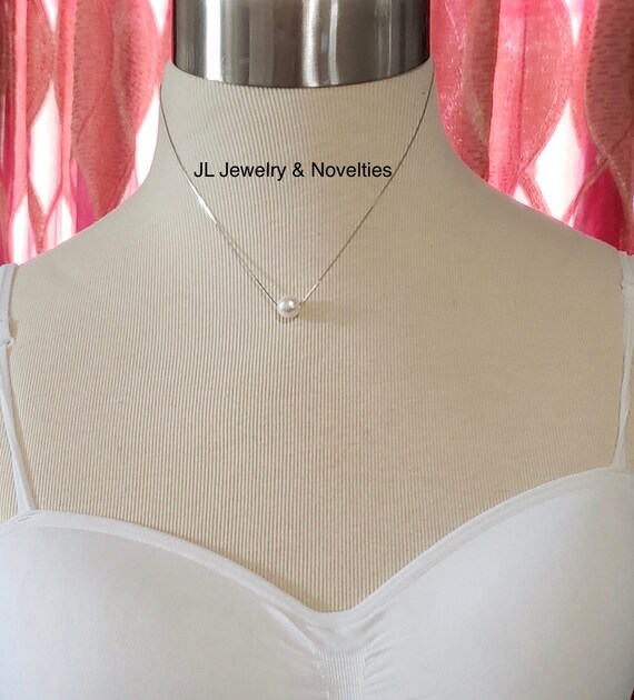 Leather pearl necklace,, 2mm leather cord, Single white pearl