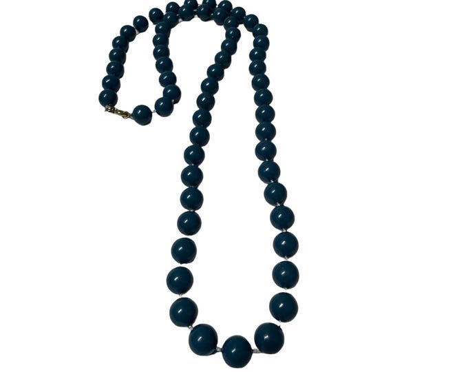 Vintage Blue-Green Color Plastic Bead Necklace