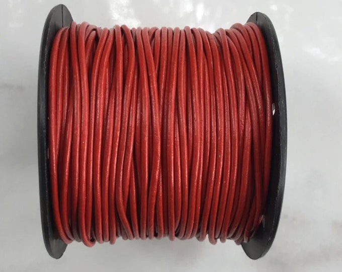 Red Leather Round Cord 1.5 mm, Leather, Cord, Crafting Supplies, DIY, Craft Work, Red Leather