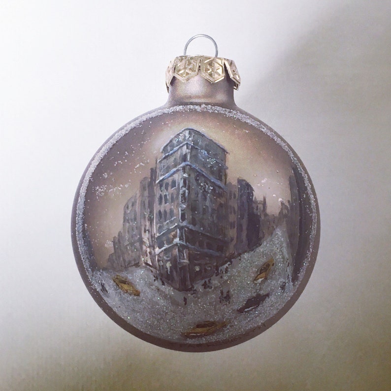 Flatiron Iron Building NYC Hand Painted Glass Ball Christmas Ornament Made-to-Order