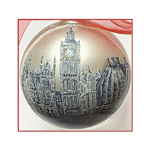 Big Ben London 3” Painted Glass Ball Ornament + FREE Gift Wrap
