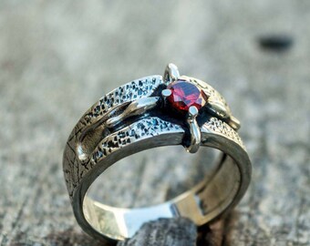 Silver Victorian Ring - Statement Ring for Him with Cubic Zirconia Handcrafted Estate Jewelry in Classic Style Perfect for Suit Accessories