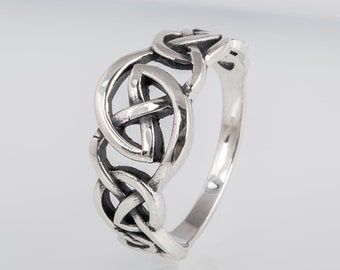 Celtic Knot Ornament Ring, Viking Pattern Ring, Silver Celtic Jewelry, Old Norse Ring, 925 Silver Ornament Ring • Gift for Her