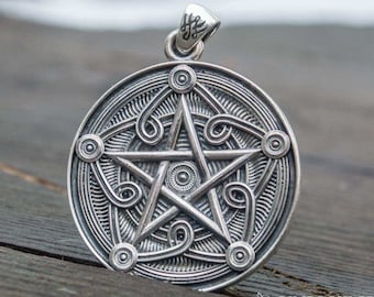 Silver Pentagram Necklace - Gothic Witchy Jewelry with Pagan Star Symbol Handcrafted Wiccan Pentacle Pendant
