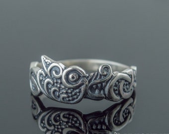 Fenrir Wolf Ring - Silver Viking Jewelry with Ancient Norse Symbol Handmade Scandinavian Animal Ring Inspired by Viking Wolf Mythology