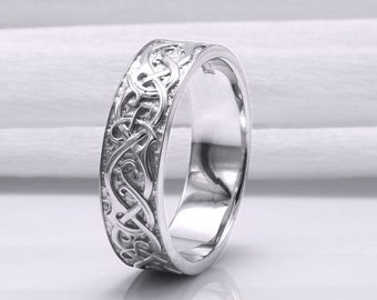 950 Platinum Viking Ring, Viking Ornament Ring, Platinum Viking Ring, Scandinavian Jewelry, Viking Band, Handmade Norse Ornament Jewelry