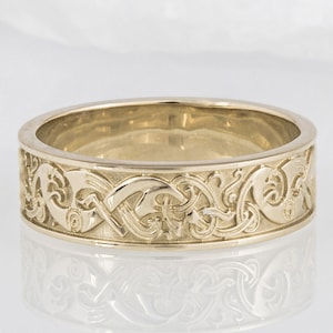 Handcrafted Norse Gold Ring with Ornament, Ancient Norse Jewelry Reconstruction