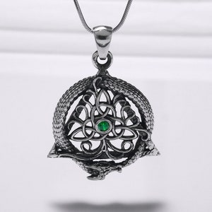 Silver Ouroboros Snake Necklace, Triquetra Symbol, Snake Pendant, Animal Jewelry, Snake Necklace, Ouroboros Pendant, Handmade Norse Jewelry
