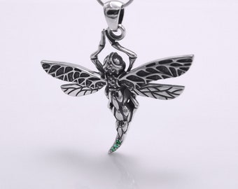 Silver Dragonfly Pendant - Nature-Inspired Insect Jewelry Real Bug Necklace