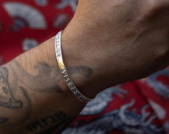 Mythology silver Odin bracelet, custom scandinavian jewelry, unique pagan band bracelet, 1st anniversary gift, statement norse jewelry