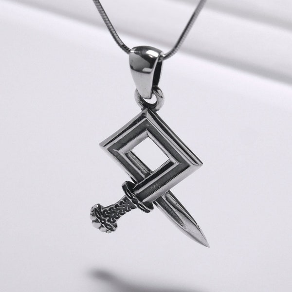 Silver Odal Sword Necklace, Viking Jewelry, Sword Pendant, Norse Rune Shape, Viking Amulet, Odal Symbol Pendant, Handmade Norse Jewelry