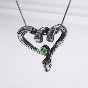 Silver Serpent Animal Pendant, Snake Necklace, Animal Jewelry, Silver Snake Jewelry, Eternal Cycle Symbol, Handmade Silver Snake Pendant
