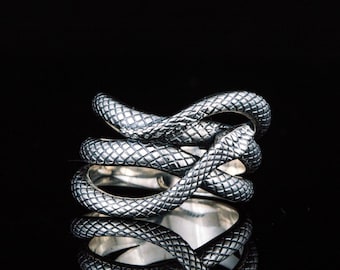 Engraved silver cobra ring, personalized serpent jewelry, Christmas girlfriend gift, unique gothic jewelry, 2nd anniversary gift her